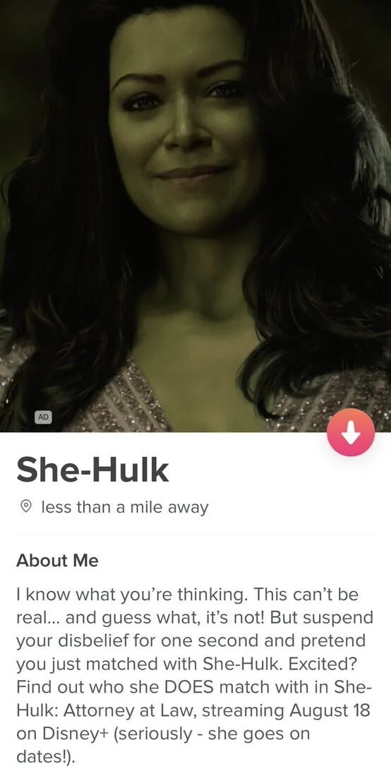 В Tinder появился аккаунт Женщины-Халк
