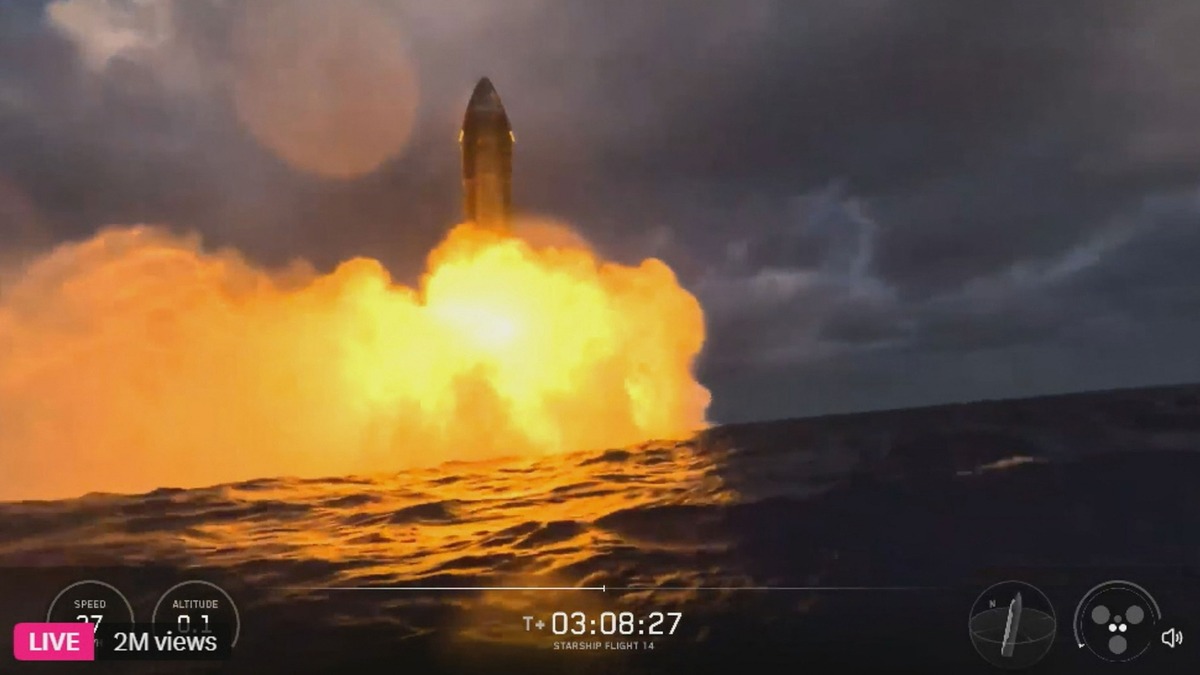 Starship впервые вышел на орбиту и вывел 26 спутников Starlink V3