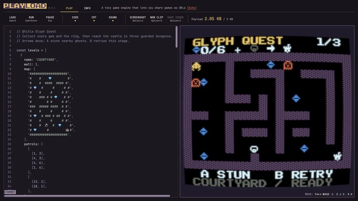 Playload уместил исходный код игры в одну ссылку — с лимитом 3 КБ